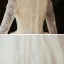 Illusion Ivory See-through Bridal Wedding Dresses 2020 Ball Gown V-Neck Long Sleeve Beading Sequins Glitter Tulle Royal Train Ruffle