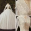 Illusion Ivory See-through Bridal Wedding Dresses 2020 Ball Gown V-Neck Long Sleeve Beading Sequins Glitter Tulle Royal Train Ruffle