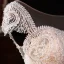 Luxe Champagne La Mariée Robe De Mariée 2020 Trompette / Sirène Transparentes Encolure Carrée Manches Courtes Dos Nu Appliques En Dentelle Fait main Perlage Gland Tribunal Train Volants