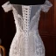 Haut de Gamme Champagne Transparentes La Mariée Robe De Mariée 2020 Trompette / Sirène De l'épaule Manches Courtes Dos Nu Appliques En Dentelle Perlage Perle Tribunal Train Volants