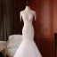 Vintage / Originale Ivoire La Mariée Robe De Mariée 2020 Trompette / Sirène Transparentes Col Haut Sans Manches Dos Nu Appliques En Dentelle Perlage Perle Glitter Tulle