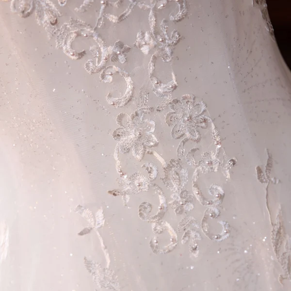 Vintage / Originale Ivoire La Mariée Robe De Mariée 2020 Trompette / Sirène Transparentes Col Haut Sans Manches Dos Nu Appliques En Dentelle Perlage Perle Glitter Tulle