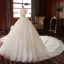 High-end Champagne Bridal Wedding Dresses 2020 Ball Gown Off-The-Shoulder Short Sleeve Backless Appliques Lace Beading Glitter Flower Tulle Cathedral Train Ruffle