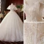 High-end Champagne Bridal Wedding Dresses 2020 Ball Gown Off-The-Shoulder Short Sleeve Backless Appliques Lace Beading Glitter Flower Tulle Cathedral Train Ruffle