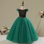 Frozen Costume Dark Green Birthday Flower Girl Dresses 2020 Ball Gown Off-The-Shoulder Short Sleeve Backless Sash Beading Floor-Length / Long Ruffle