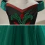 Frozen Costume Dark Green Birthday Flower Girl Dresses 2020 Ball Gown Off-The-Shoulder Short Sleeve Backless Sash Beading Floor-Length / Long Ruffle