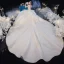 Vintage / Originale Champagne Transparentes La Mariée Robe De Mariée 2020 Robe Boule Col Haut Sans Manches Dos Nu Appliques Paillettes Perlage Glitter Tulle Cathedral Train Volants