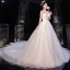 Elegant Ivory See-through Bridal Wedding Dresses 2020 Ball Gown Scoop Neck 1/2 Sleeves Backless Beading Glitter Tulle Chapel Train Ruffle