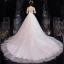 Elegant Ivory See-through Bridal Wedding Dresses 2020 Ball Gown Scoop Neck 1/2 Sleeves Backless Beading Glitter Tulle Chapel Train Ruffle