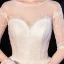 Elegant Ivory See-through Bridal Wedding Dresses 2020 Ball Gown Scoop Neck 1/2 Sleeves Backless Beading Glitter Tulle Chapel Train Ruffle