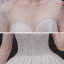 High-end Champagne See-through Bridal Wedding Dresses 2020 Ball Gown Scoop Neck 3/4 Sleeve Backless Beading Glitter Tulle Cathedral Train Ruffle