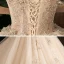 Style Victorien Champagne La Mariée Robe De Mariée 2020 Robe Boule De l'épaule Gonflée 3/4 Manches Dos Nu Appliques En Dentelle Fleur Perlage Glitter Tulle Cathedral Train Volants