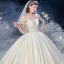 Illusion Ivory Satin Bridal Wedding Dresses 2020 Ball Gown See-through Scoop Neck Short Sleeve Backless Beading Appliques Lace Cathedral Train