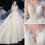 Illusion Ivory Satin Bridal Wedding Dresses 2020 Ball Gown See-through Scoop Neck Short Sleeve Backless Beading Appliques Lace Cathedral Train