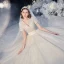 Luxe Champagne La Mariée Robe De Mariée 2020 Robe Boule V-Cou Manches Courtes Perlage Perle Glitter Tulle Cathedral Train Volants
