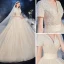 Luxe Champagne La Mariée Robe De Mariée 2020 Robe Boule V-Cou Manches Courtes Perlage Perle Glitter Tulle Cathedral Train Volants