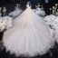 Luxury / Gorgeous Ivory Bridal Wedding Dresses 2020 Ball Gown Scoop Neck Sleeveless Backless Sequins Beading Cathedral Train Ruffle