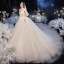 Luxury / Gorgeous Ivory Bridal Wedding Dresses 2020 Ball Gown Scoop Neck Sleeveless Backless Sequins Beading Cathedral Train Ruffle