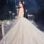 Luxury / Gorgeous Ivory Bridal Wedding Dresses 2020 Ball Gown Scoop Neck Sleeveless Backless Sequins Beading Cathedral Train Ruffle