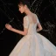 Vintage / Retro White Satin Bridal Wedding Dresses 2020 Ball Gown See-through Scoop Neck Short Sleeve Backless Beading Pierced Appliques Lace Cathedral Train