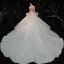 Vintage / Retro Ivory Bridal Wedding Dresses 2020 Ball Gown High Neck Sleeveless Backless Glitter Tulle Sequins Beading Cathedral Train Ruffle