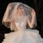 Vintage / Retro Ivory Bridal Wedding Dresses 2020 Ball Gown High Neck Sleeveless Backless Glitter Tulle Sequins Beading Cathedral Train Ruffle