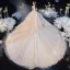Luxury / Gorgeous Champagne Bridal Wedding Dresses 2020 Ball Gown Off-The-Shoulder Short Sleeve Backless Appliques Lace Beading Glitter Tulle Cathedral Train Ruffle