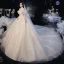 Vintage / Retro Champagne Bridal Wedding Dresses 2020 Ball Gown See-through High Neck Short Sleeve Backless Beading Appliques Lace Cathedral Train Ruffle