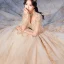 Style Victorien Champagne Transparentes La Mariée Robe De Mariée 2020 Robe Boule Col Haut Gonflée Manches Longues Dos Nu Appliques En Dentelle Perlage Glitter Tulle Cathedral Train
