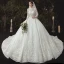 Chinese style Champagne Bridal Wedding Dresses 2020 Ball Gown High Neck Long Sleeve Backless Pierced Appliques Lace Beading Chapel Train