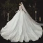 Chinese style Champagne Bridal Wedding Dresses 2020 Ball Gown High Neck Long Sleeve Backless Pierced Appliques Lace Beading Chapel Train