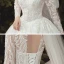 Chinese style Champagne Bridal Wedding Dresses 2020 Ball Gown High Neck Long Sleeve Backless Pierced Appliques Lace Beading Chapel Train