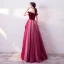Haut de Gamme Bordeaux Robe De Soirée 2020 Princesse De l'épaule Manches Courtes Appliques En Dentelle Perlage Glitter Tulle Longue Volants Dos Nu Robe De Ceremonie