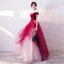 Haut de Gamme Bordeaux Robe De Soirée 2020 Princesse De l'épaule Manches Courtes Appliques En Dentelle Perlage Glitter Tulle Longue Volants Dos Nu Robe De Ceremonie