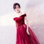 Haut de Gamme Bordeaux Robe De Soirée 2020 Princesse De l'épaule Manches Courtes Appliques En Dentelle Perlage Glitter Tulle Longue Volants Dos Nu Robe De Ceremonie