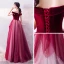 Haut de Gamme Bordeaux Robe De Soirée 2020 Princesse De l'épaule Manches Courtes Appliques En Dentelle Perlage Glitter Tulle Longue Volants Dos Nu Robe De Ceremonie