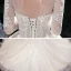 Vintage / Retro Champagne See-through Bridal Wedding Dresses 2020 Ball Gown High Neck 3/4 Sleeve Backless Appliques Lace Beading Cathedral Train Ruffle