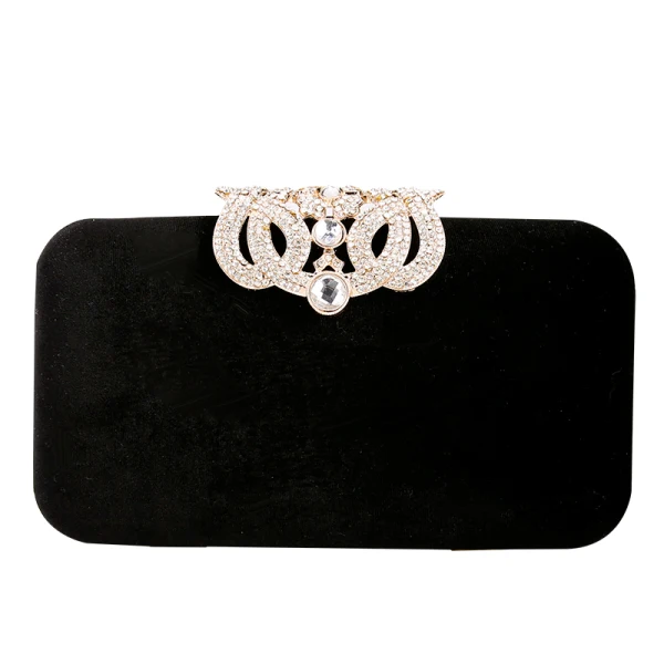 Modest / Simple Burgundy Velour Clutch Bags 2020 Metal Rhinestone