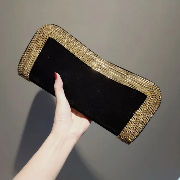 Mode Noire Velour Doré Faux Diamant Pochette 2020