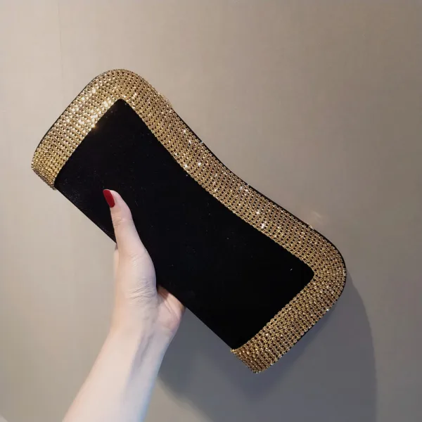Mode Noire Velour Doré Faux Diamant Pochette 2020