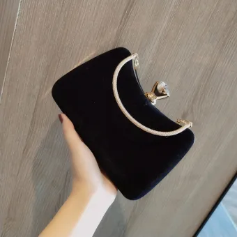 Modest Simple Black Suede Square Clutch Bags 2020