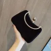 Modest / Simple Black Suede Square Clutch Bags 2020
