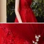 Chic / Beautiful Red Homecoming Graduation Dresses 2020 A-Line / Princess Scoop Neck Sleeveless Appliques Lace Beading Tea-length Ruffle Formal Dresses