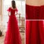 Chic / Belle Rouge Robe De Soirée 2020 Princesse Bretelles Spaghetti Manches Courtes Perlage Paillettes Longue Volants Dos Nu Robe De Ceremonie