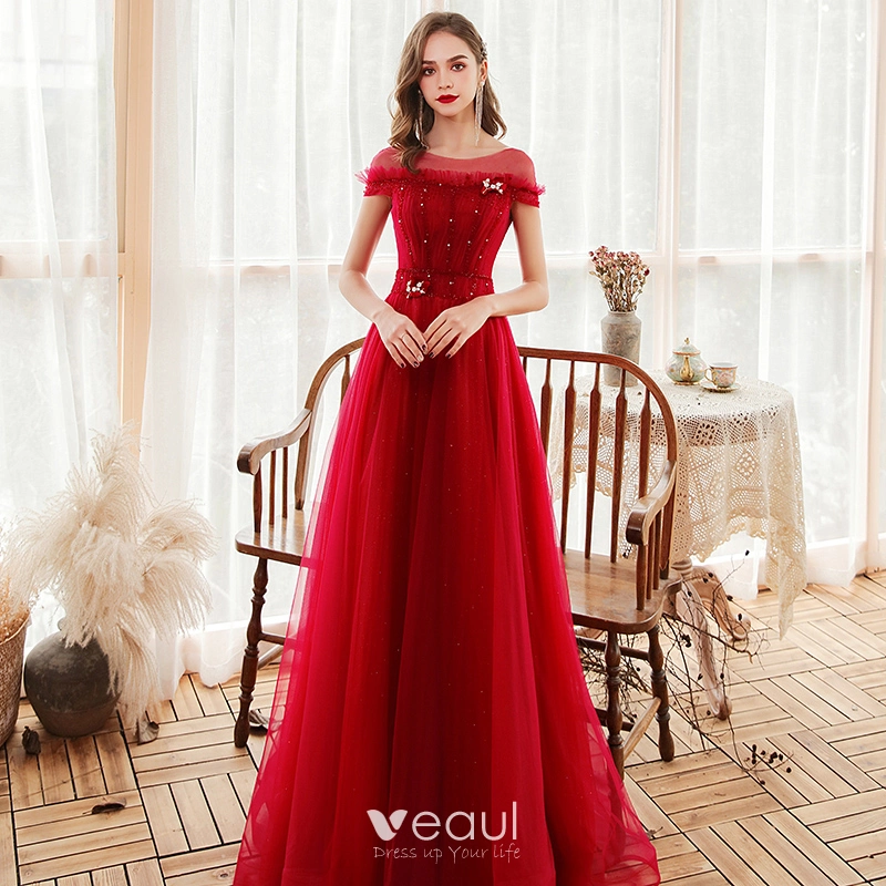 green emerald velvet dress Red Long Faviana Simple Prom Dress main image 1