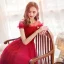Chic / Belle Rouge Robe De Soirée 2020 Princesse Transparentes Encolure Dégagée Manches Courtes Perlage Glitter Tulle Train De Balayage Dos Nu Robe De Ceremonie