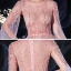 High-end Champagne See-through Evening Dresses  2020 A-Line / Princess Scoop Neck Long Sleeve Rhinestone Beading Sweep Train Ruffle Formal Dresses