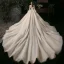 Beste Champagner Durchsichtige Hochzeits Brautkleider / Hochzeitskleider 2020 Ballkleid Rundhalsausschnitt Lange Ärmel Feder Rückenfreies Pailletten Perlenstickerei Glanz Tülle Kathedrale Schleppe Rüschen