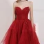 Elegant Rød Ballkjoler 2020 Prinsesse Kjæreste Uten Ermer Appliques Blomst Beading Glitter Tyll Lange Buste Ryggløse Formelle Kjoler
