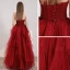 Elegant Rød Ballkjoler 2020 Prinsesse Kjæreste Uten Ermer Appliques Blomst Beading Glitter Tyll Lange Buste Ryggløse Formelle Kjoler